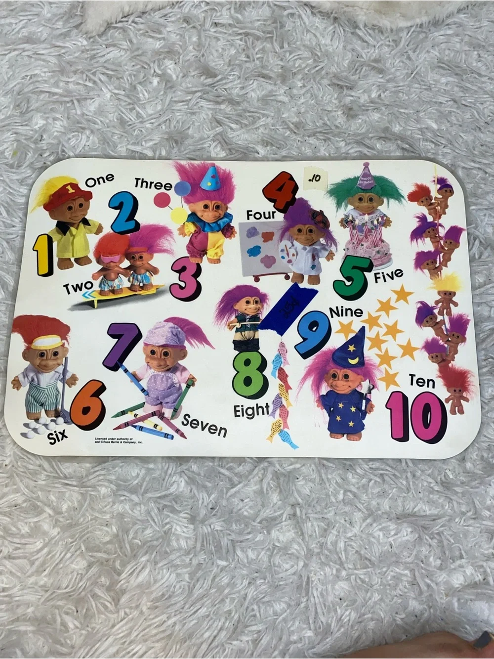 Vintage Trolls 80s 90s counting mat plastic placemat